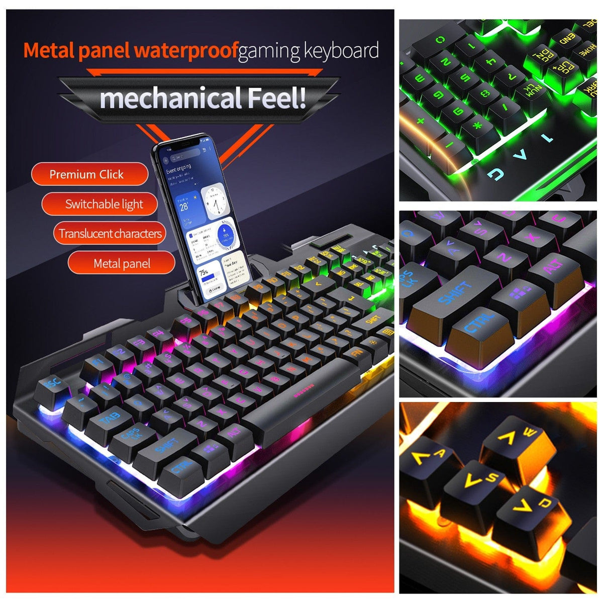 KB37 metal-panel keyboard and keycap feature collage