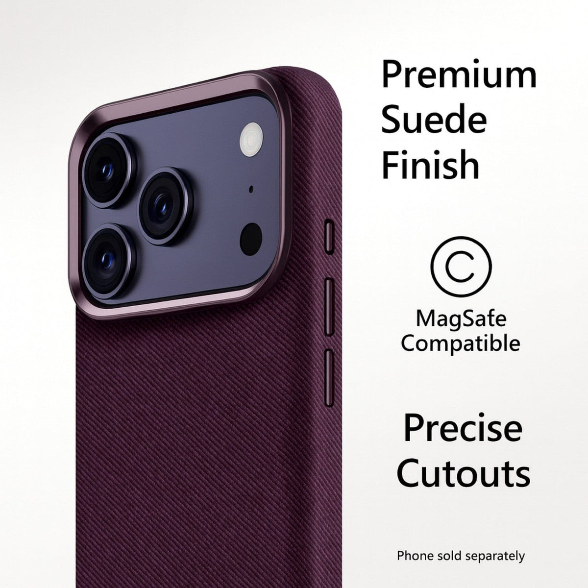 SaharaCase Indy Suede Leather Case for iPhone 17 Pro Max — purple feature graphic