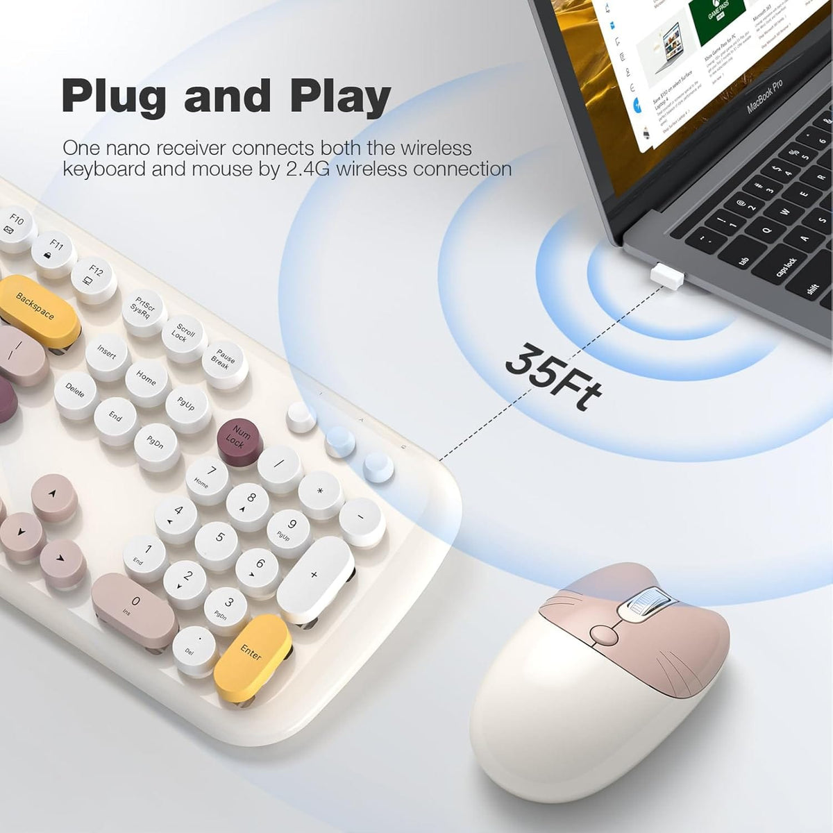Beige KB8 USB receiver connection illustration