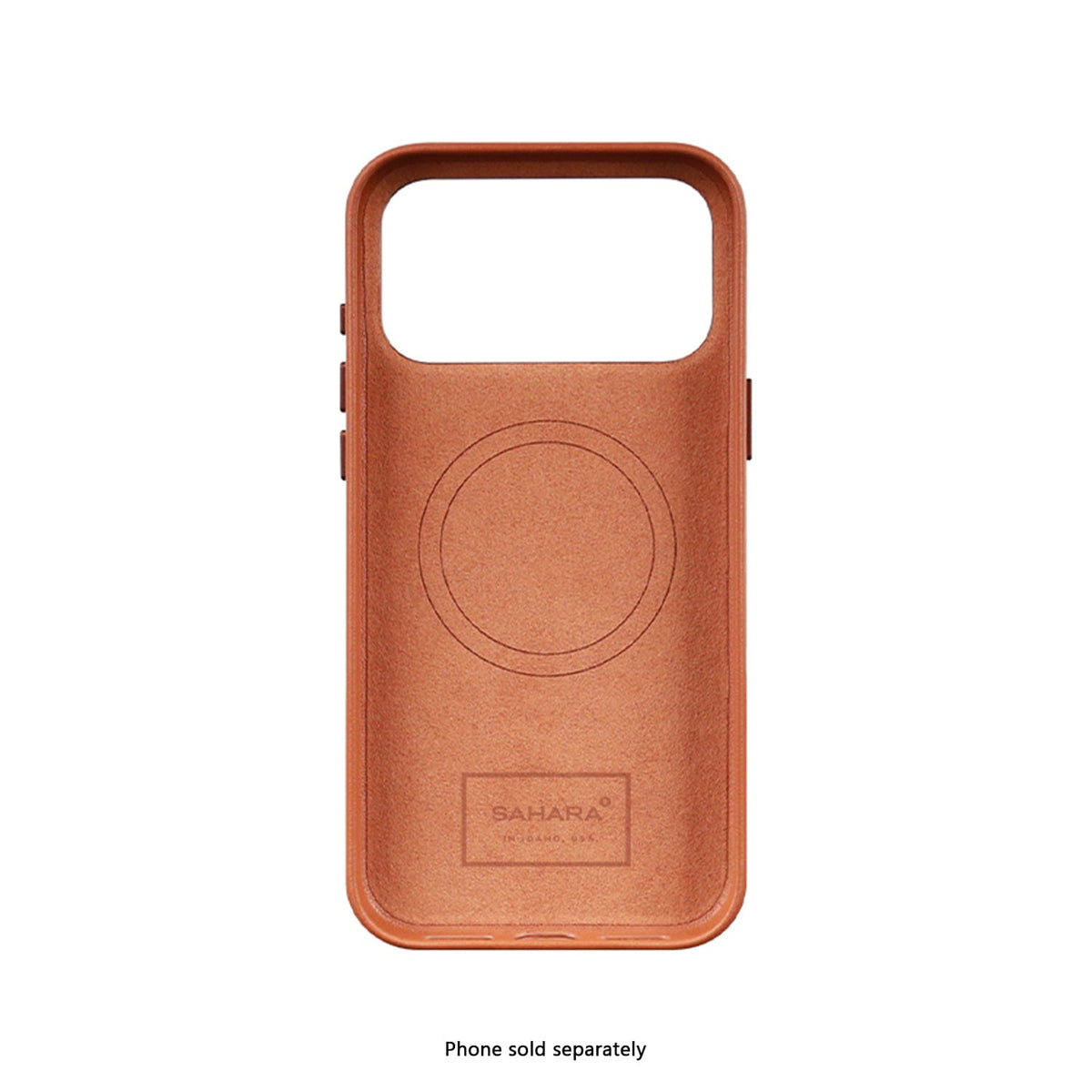SaharaCase Indy Vegan Leather Case for iPhone 17 Pro — brown interior view