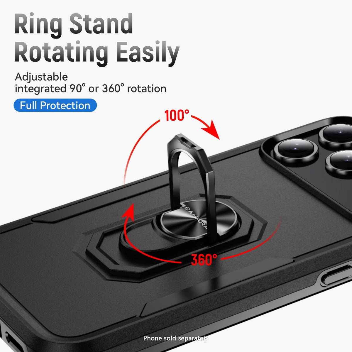 SaharaCase Raider Heavy-Duty Kickstand Case for iPhone 17 Pro Max — rotating ring stand