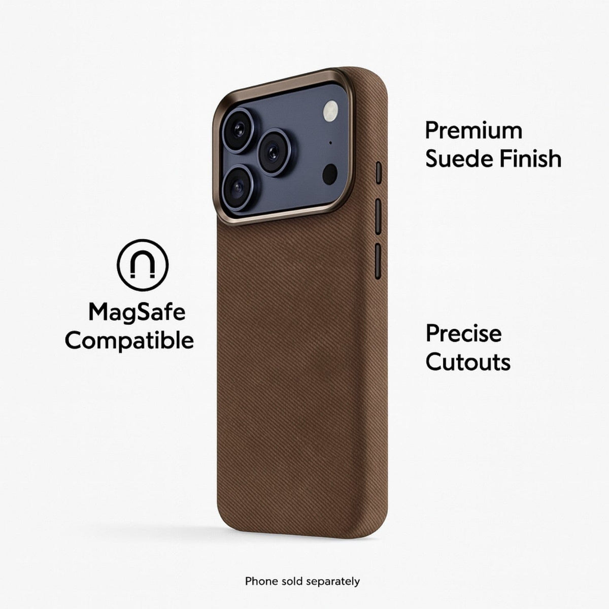 SaharaCase Indy Suede Leather Case for iPhone 17 Pro Max — brown feature graphic