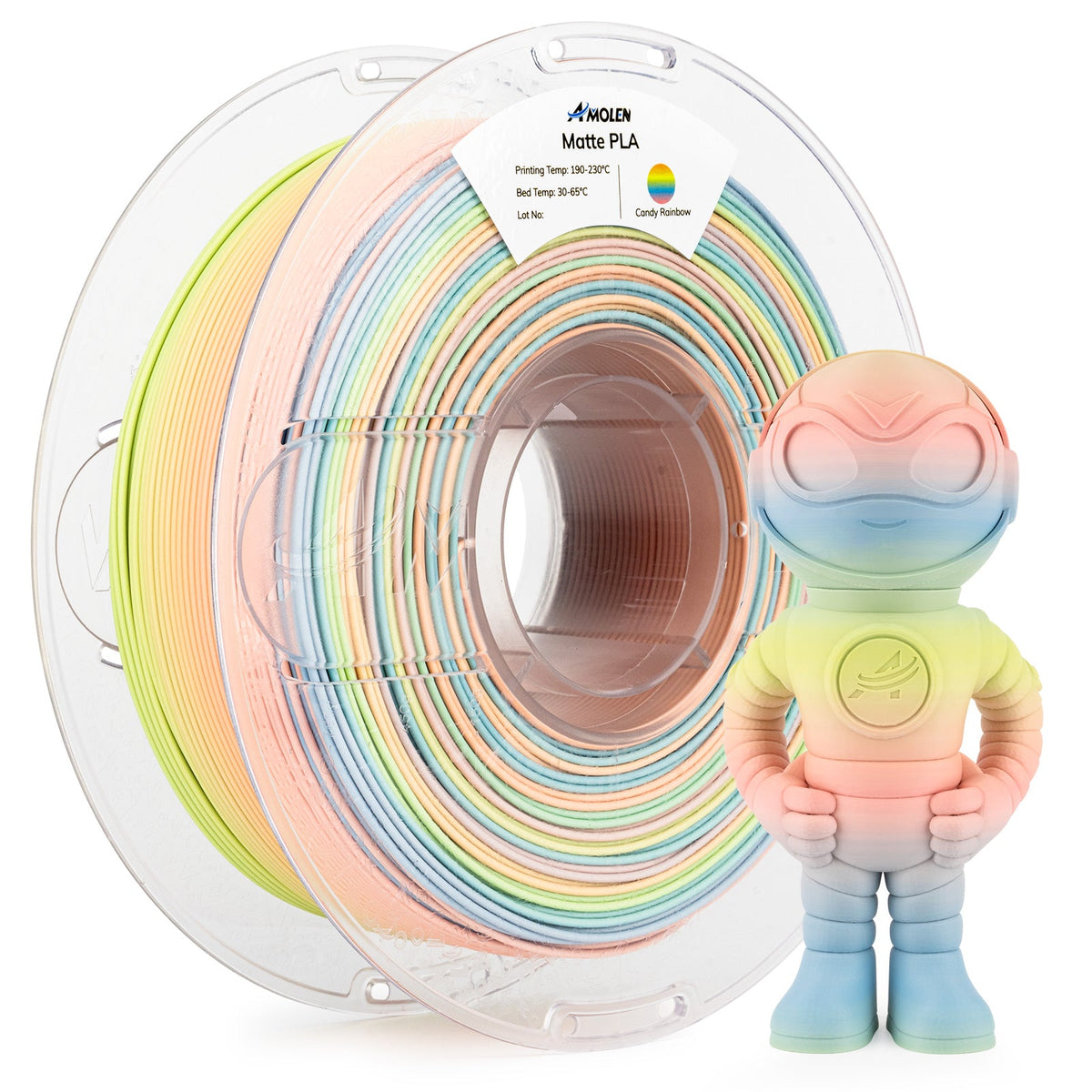 Amolen PLA Matte Rainbow Filament 1.75mm, 1KG/2.2LB