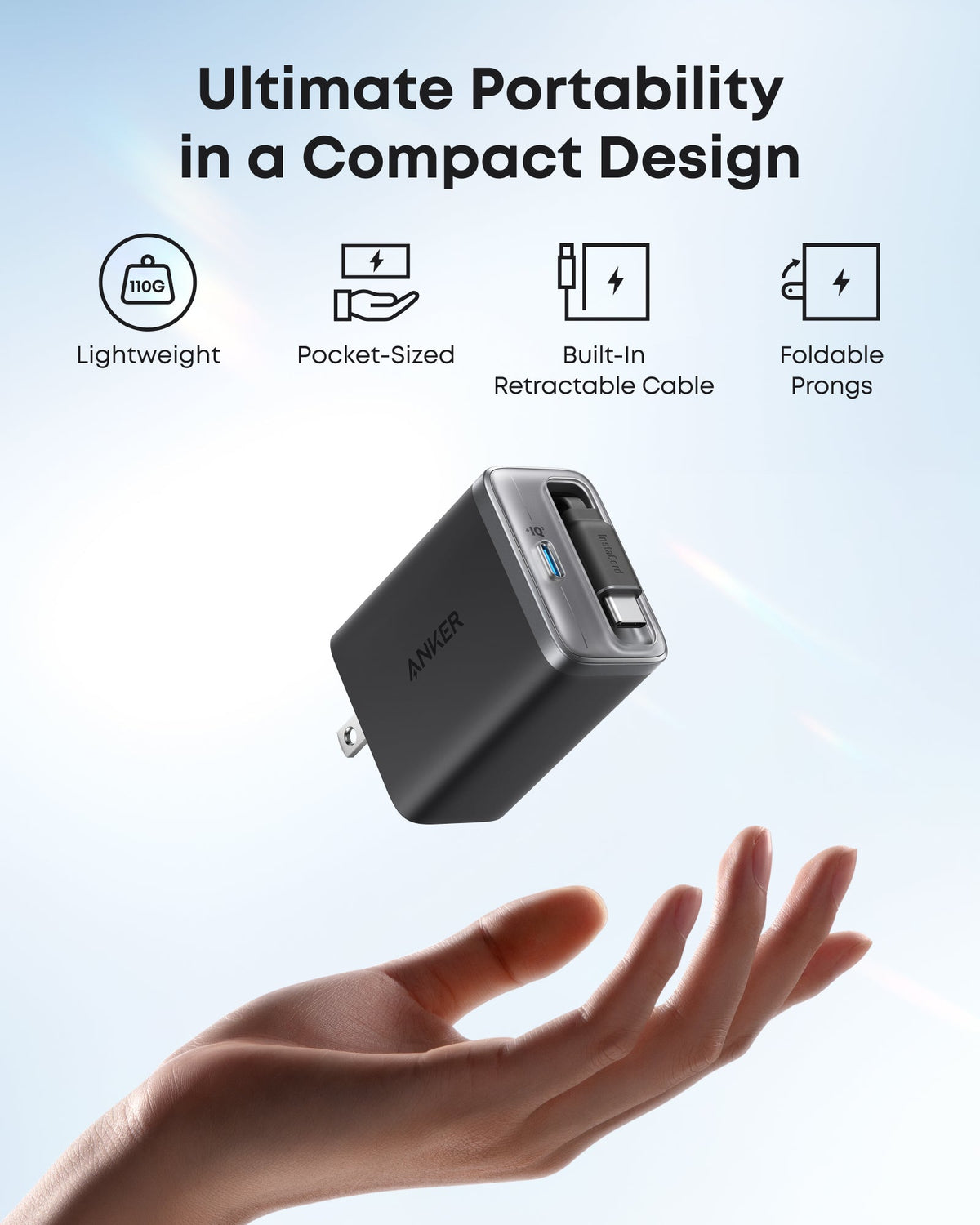 Anker Nano 35W Charger with Retractable USB-C Cable
