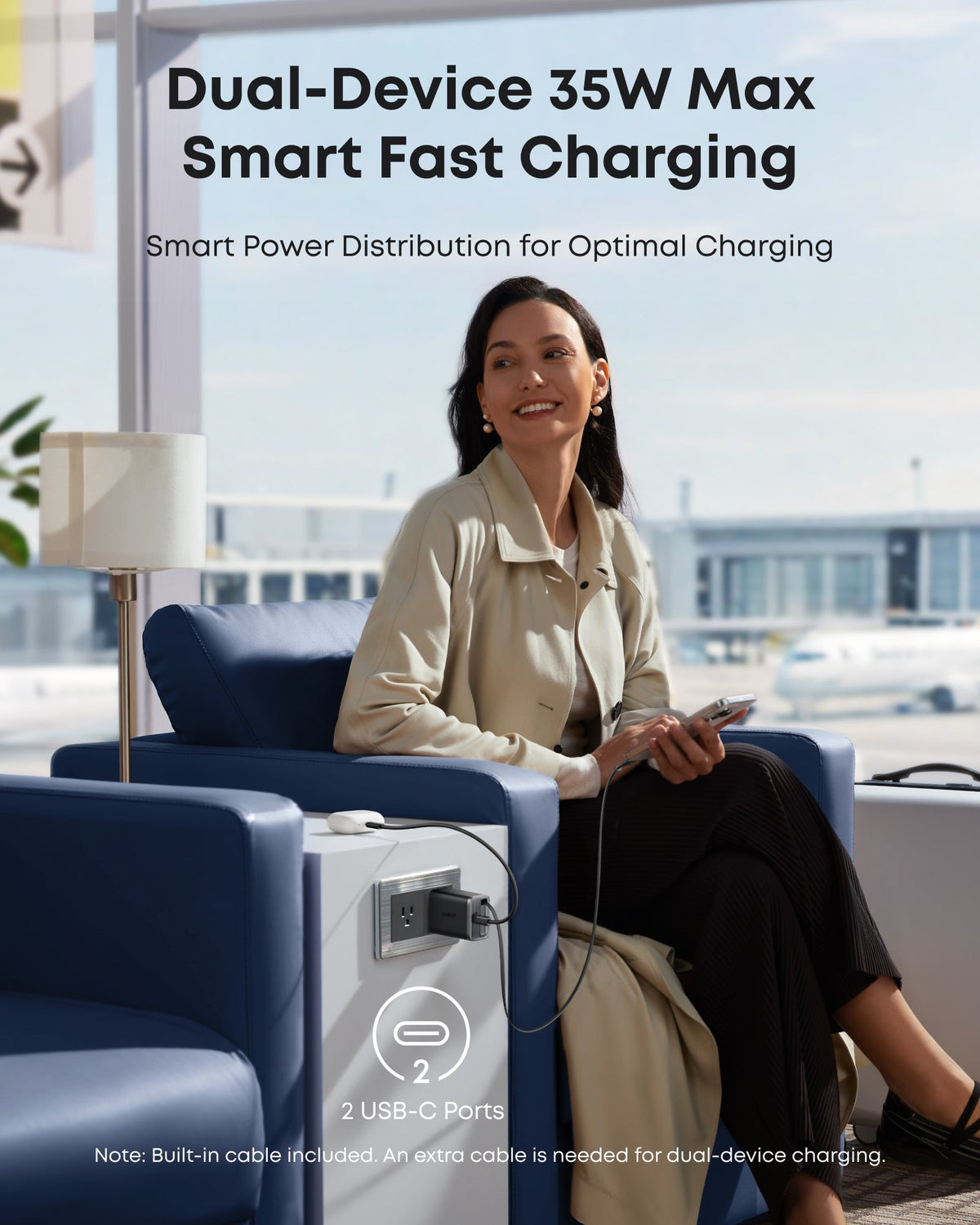 Anker Nano 35W Charger with Retractable USB-C Cable