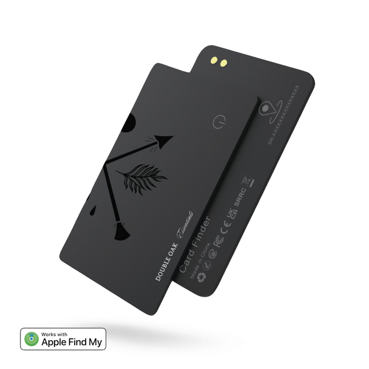 Double Oak Essentials black wallet tracker card for Apple Find My