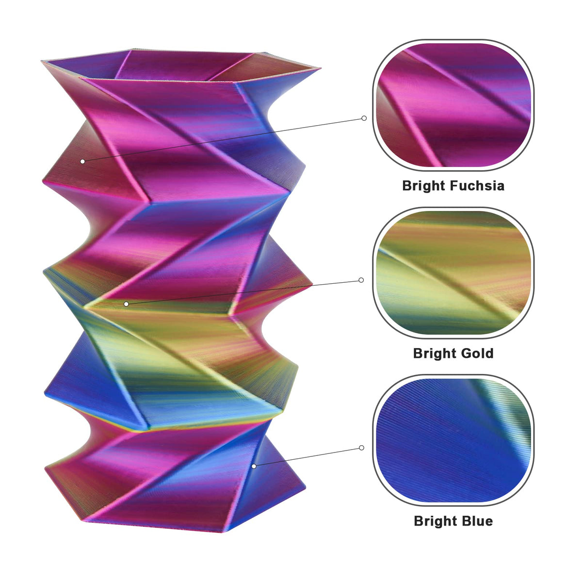 Amolen PLA Silk Triple Color 1.75mm, 1KG/2.2LB