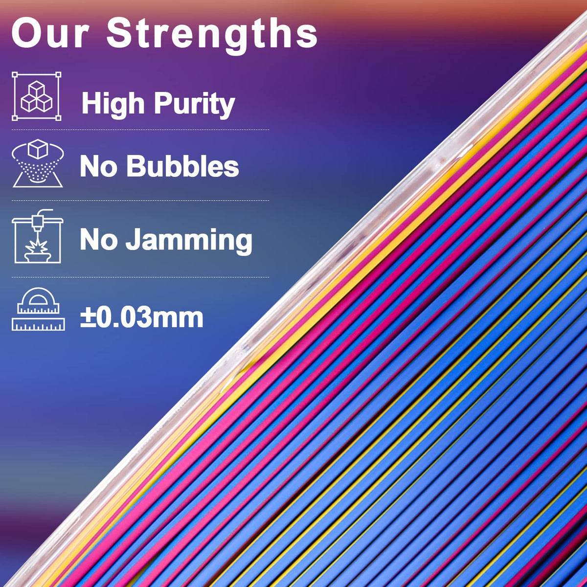 Amolen PLA Silk Triple Color 1.75mm, 1KG/2.2LB