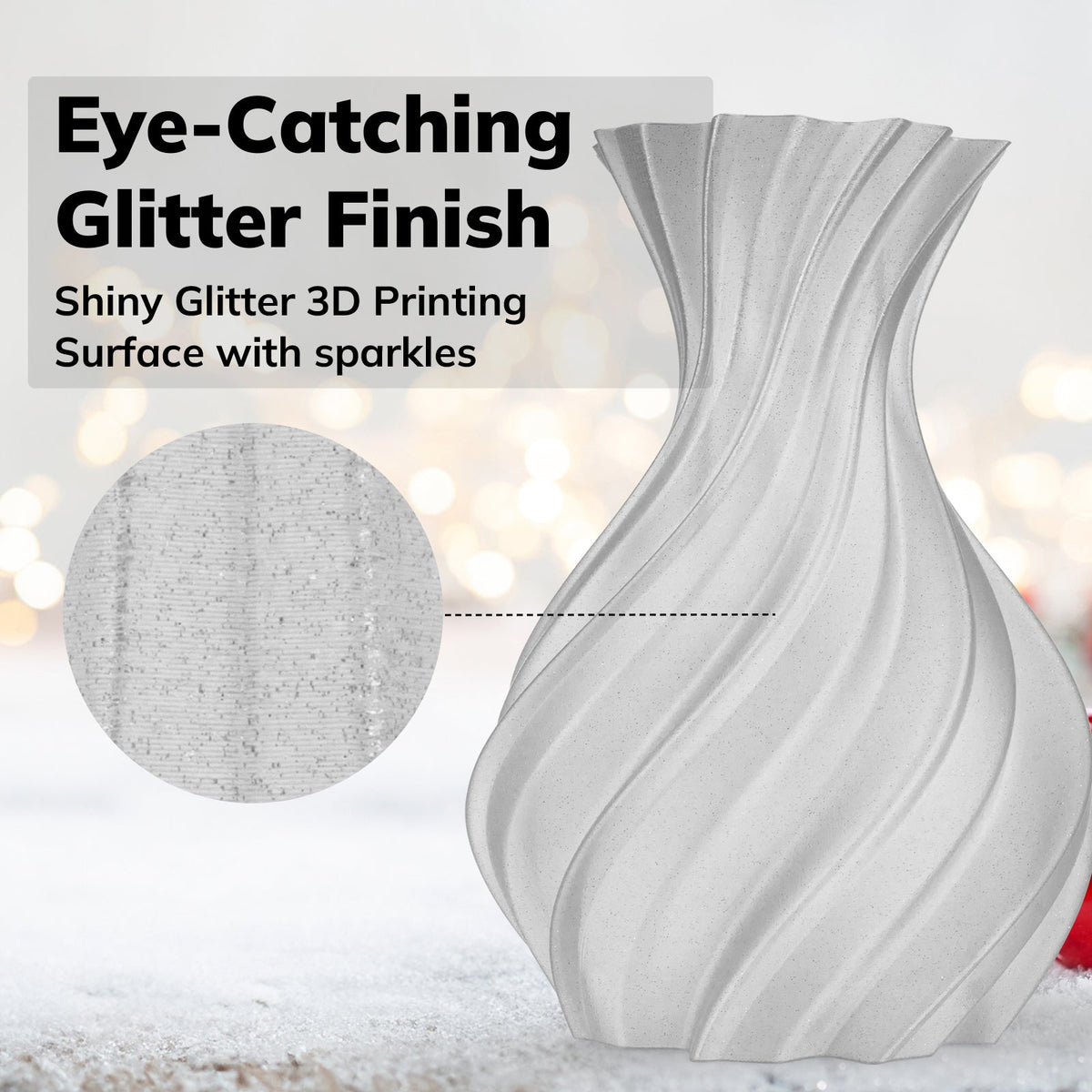 Amolen PLA Shiny Glitter 1.75mm, 1KG/2.2LB