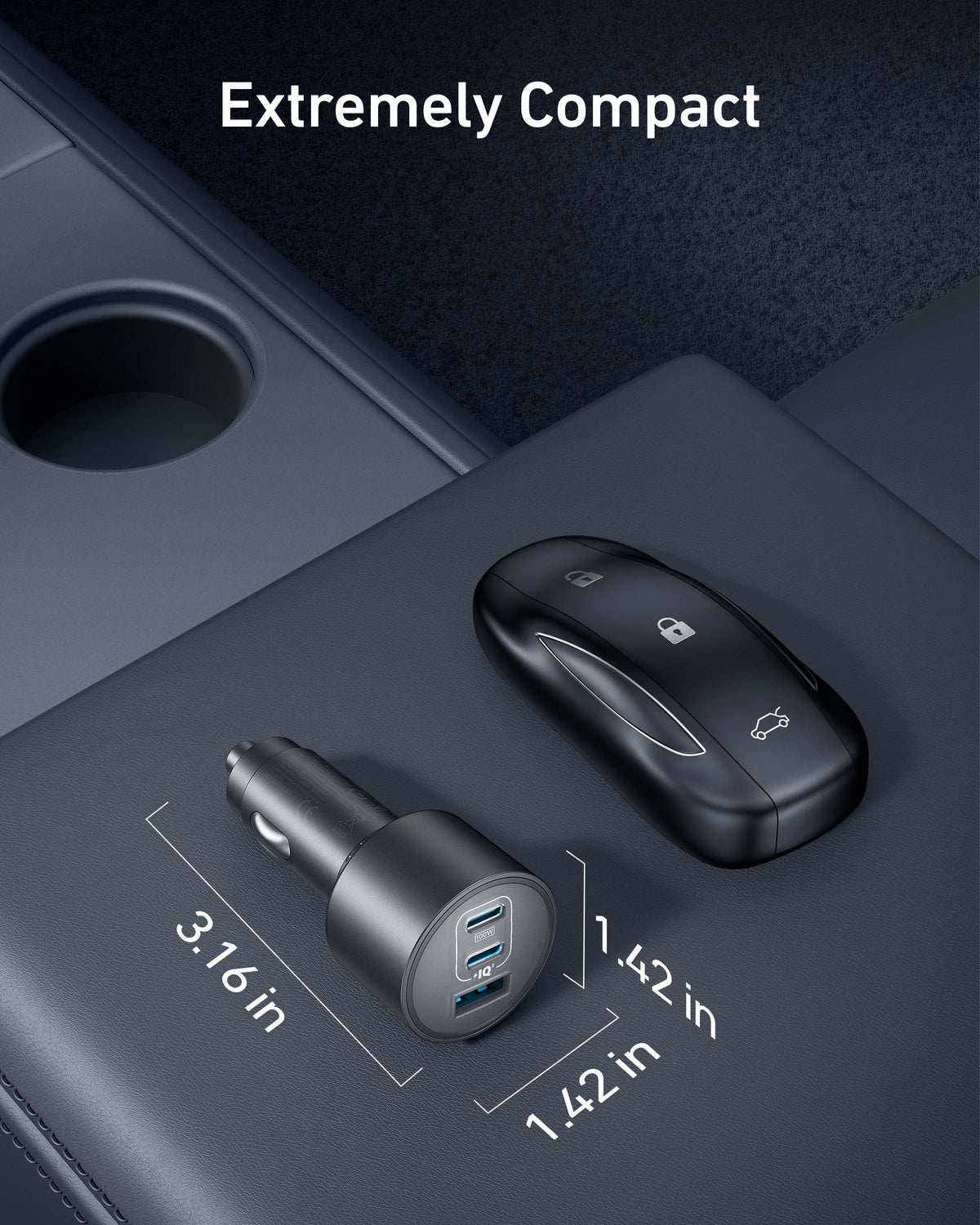 Anker Nano 167.5W 3-Port Car Charger with USB-C Cable