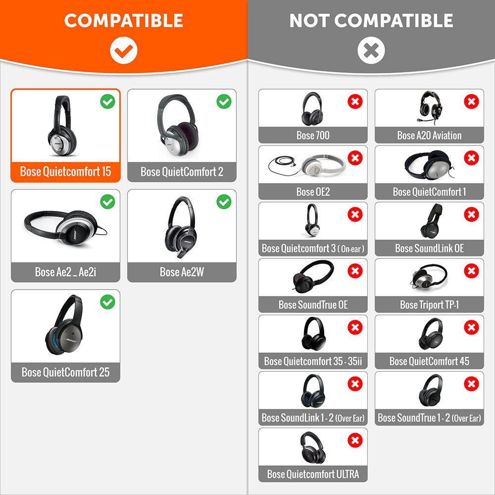 Wicked Cushions Replacement Earpads For Bose QC15 Headphones