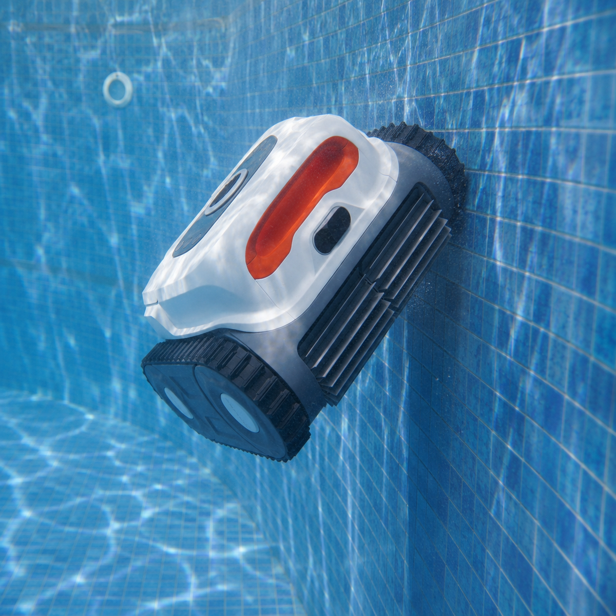 Sublue BN Pro robotic pool cleaner angled on a pool wall