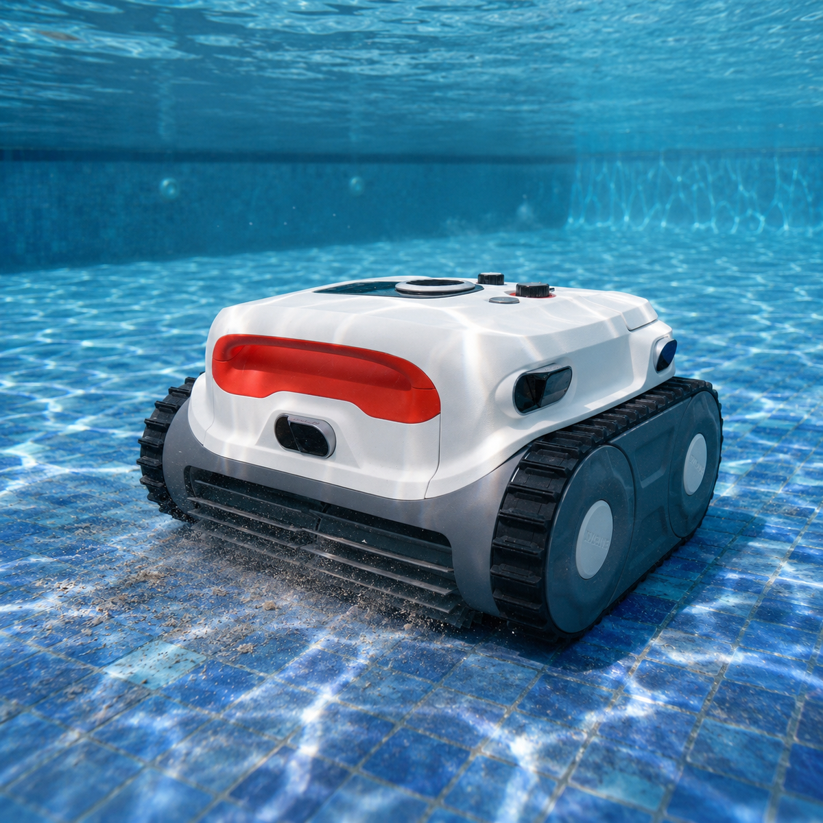 Sublue BN Pro robotic pool cleaner underwater with front brushes and tracks