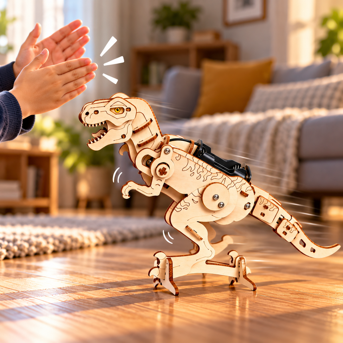 Kitsville ST075: Clapping demonstration beside T-Rex model