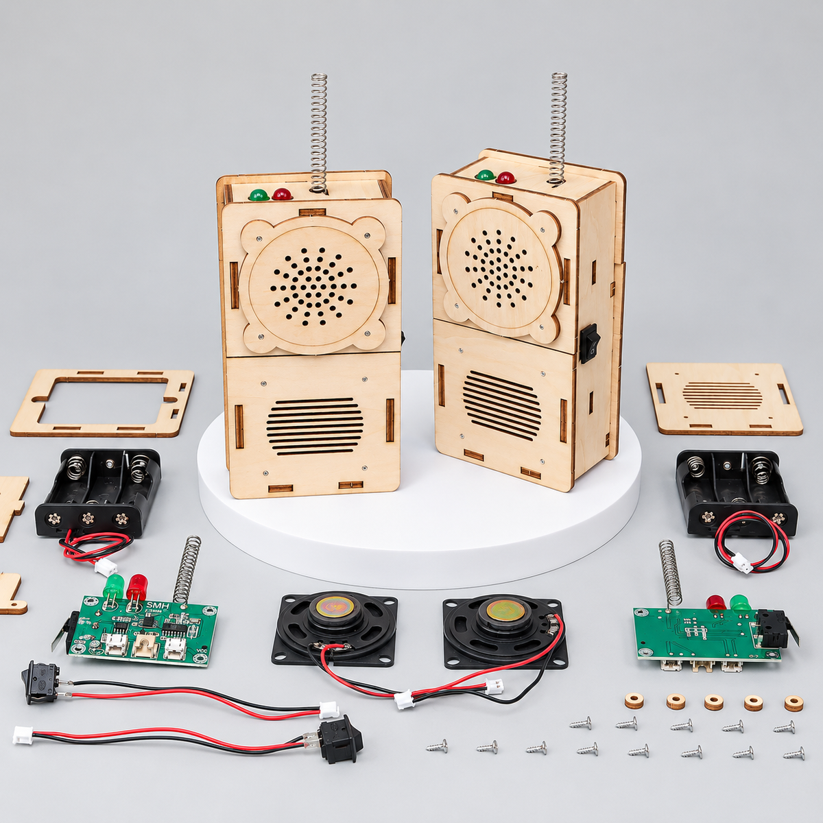 Kitsville Walkie-Talkie Electronics Kit – Set of 2 — two walkie-talkies and components