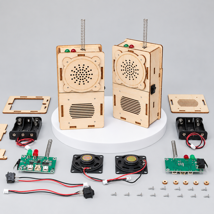 Kitsville Walkie-Talkie Electronics Kit – Set of 2 — two walkie-talkies and components