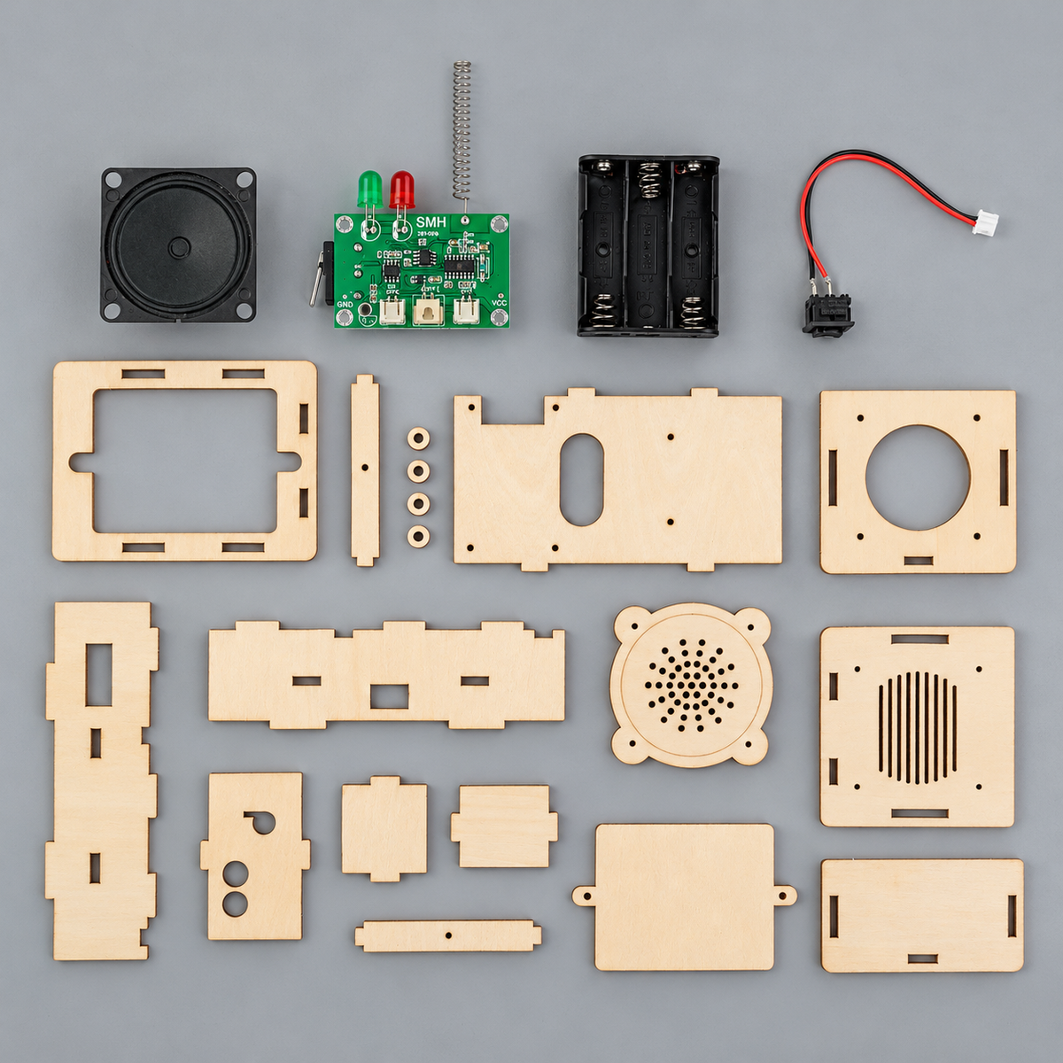 Kitsville Walkie-Talkie Electronics Kit – Set of 2 — wood panels and electronics