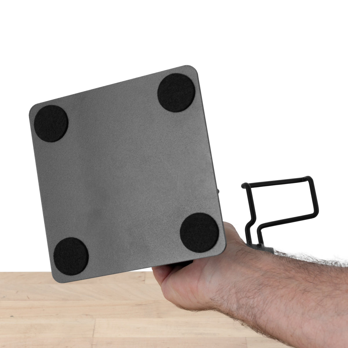 Underside of ULTIM8 DRIP steel base with felt feet