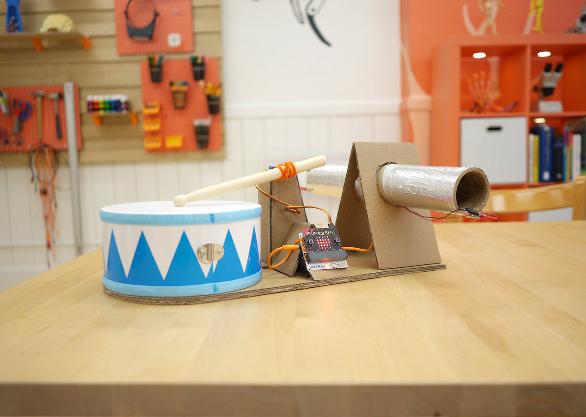 Spiker:bit motorized drum project example