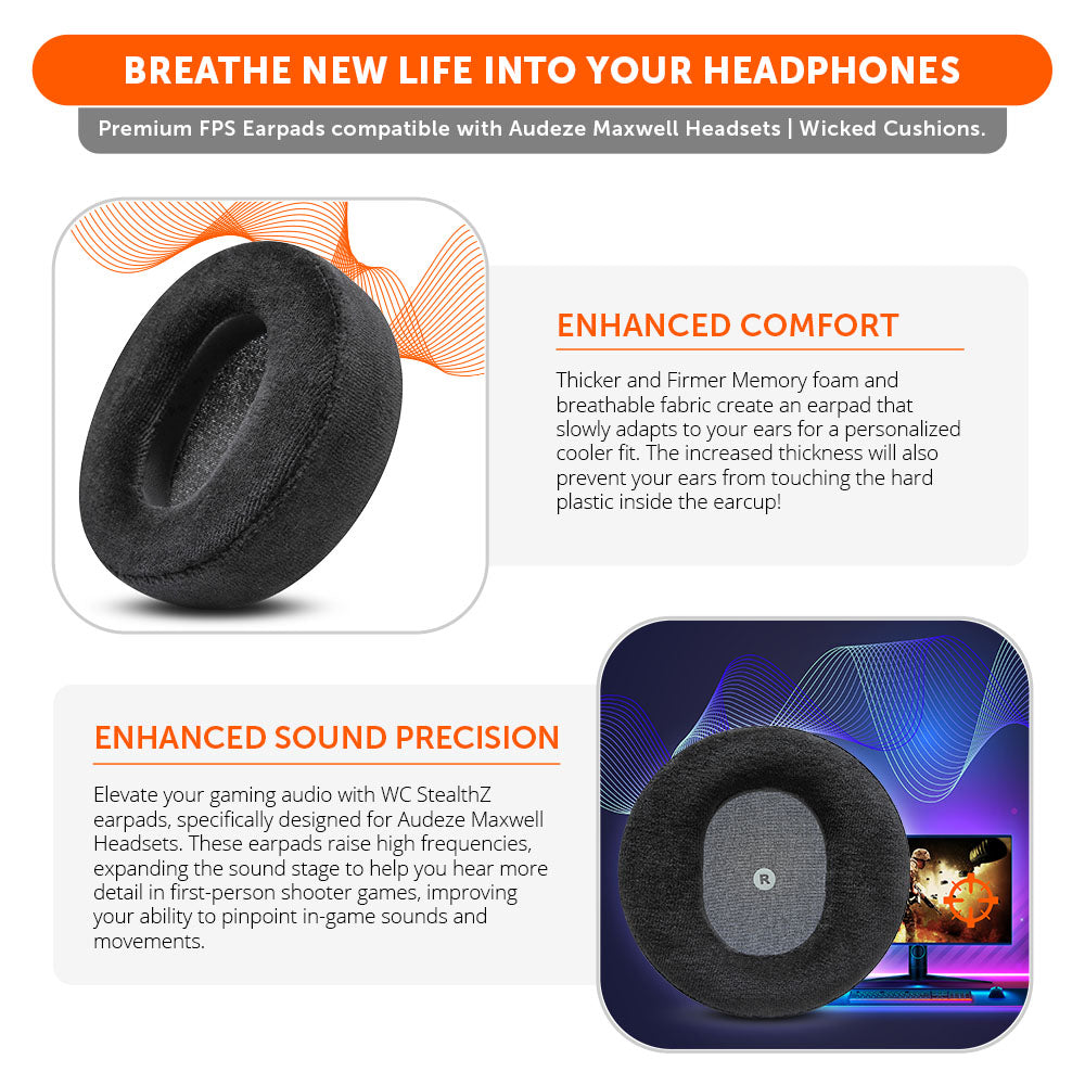 Wicked Cushions Audeze Maxwell Xbox & PS5 Earpads - WC StealthZ Maxwell