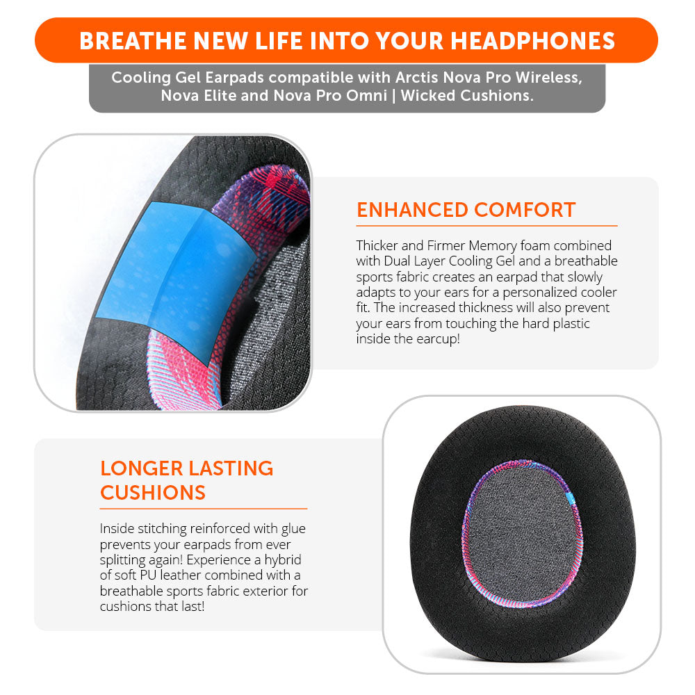 Wicked Cushions Arctis Nova Pro Wireless, Nova Elite & Nova Pro Omni Earpads - WC FreeZe Cooling Gel
