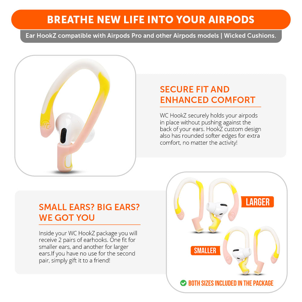 Wicked Cushions WC HookZ - Over Ear Hooks for Airpods Pro 1, 2 & Airpods 1, 2, 3
