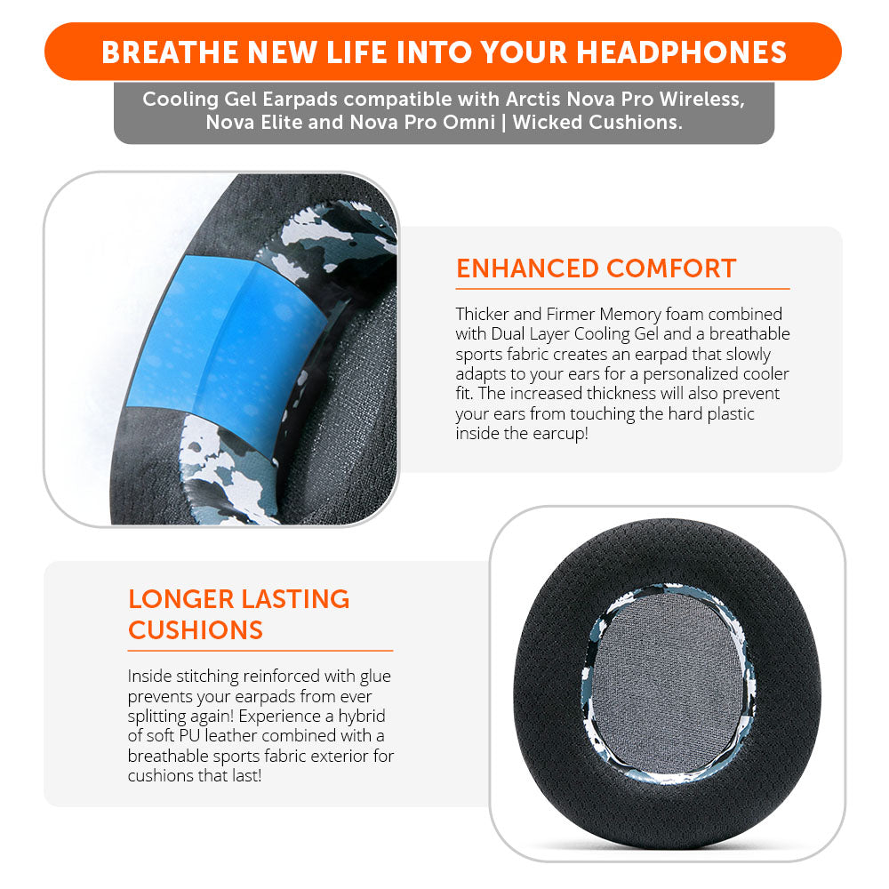 Wicked Cushions Arctis Nova Pro Wireless, Nova Elite & Nova Pro Omni Earpads - WC FreeZe Cooling Gel