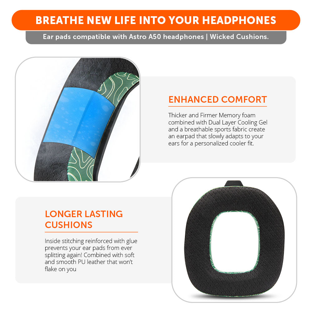 Wicked Cushions Astro A50 Gen 4, Gen 5 and A50X Earpads - WC FreeZe Cooling Gel