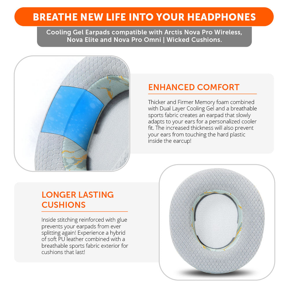 Wicked Cushions Arctis Nova Pro Wireless, Nova Elite & Nova Pro Omni Earpads - WC FreeZe Cooling Gel