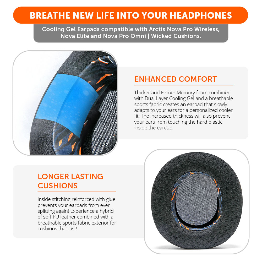 Wicked Cushions Arctis Nova Pro Wireless, Nova Elite & Nova Pro Omni Earpads - WC FreeZe Cooling Gel