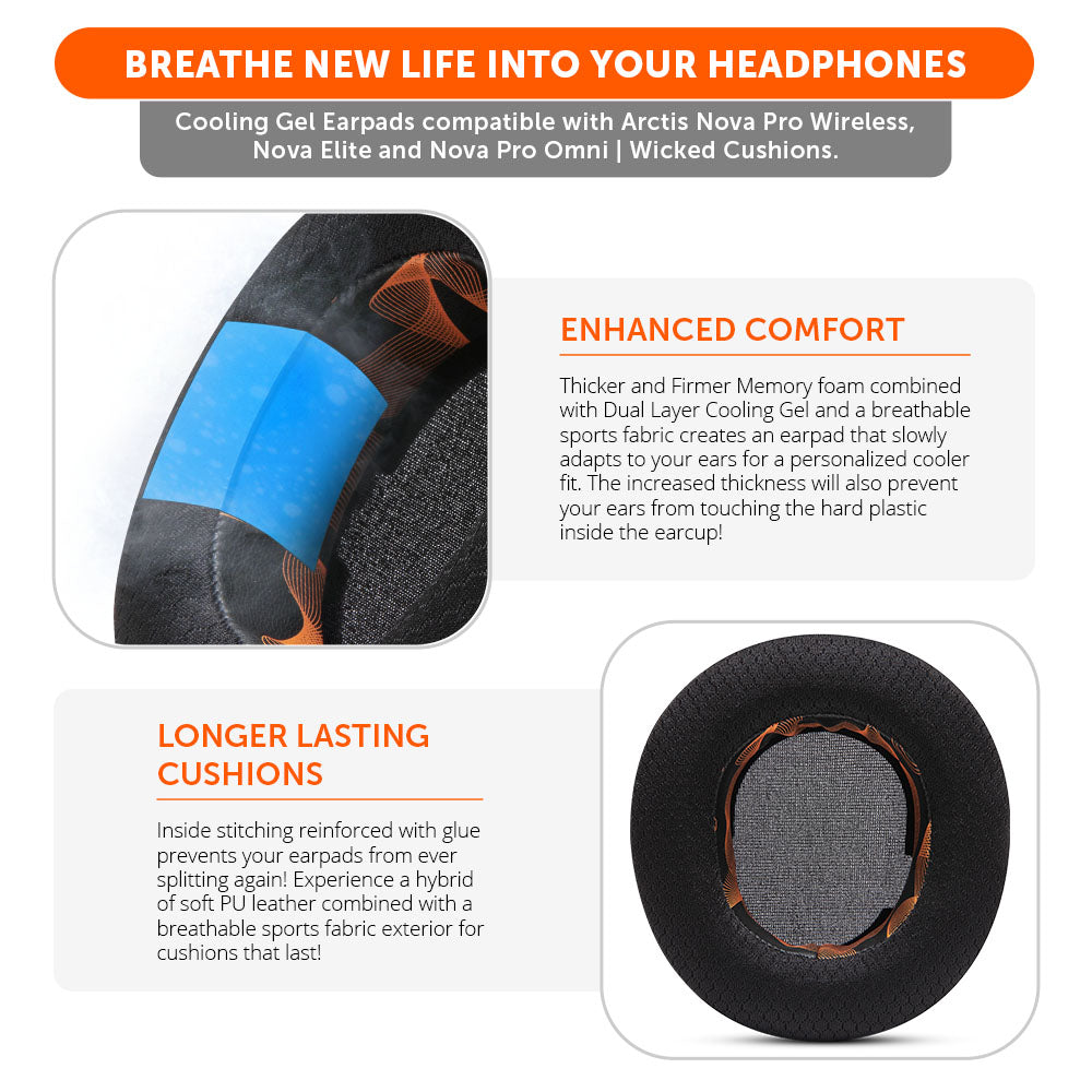 Wicked Cushions Arctis Nova Pro Wireless, Nova Elite & Nova Pro Omni Earpads - WC FreeZe Cooling Gel