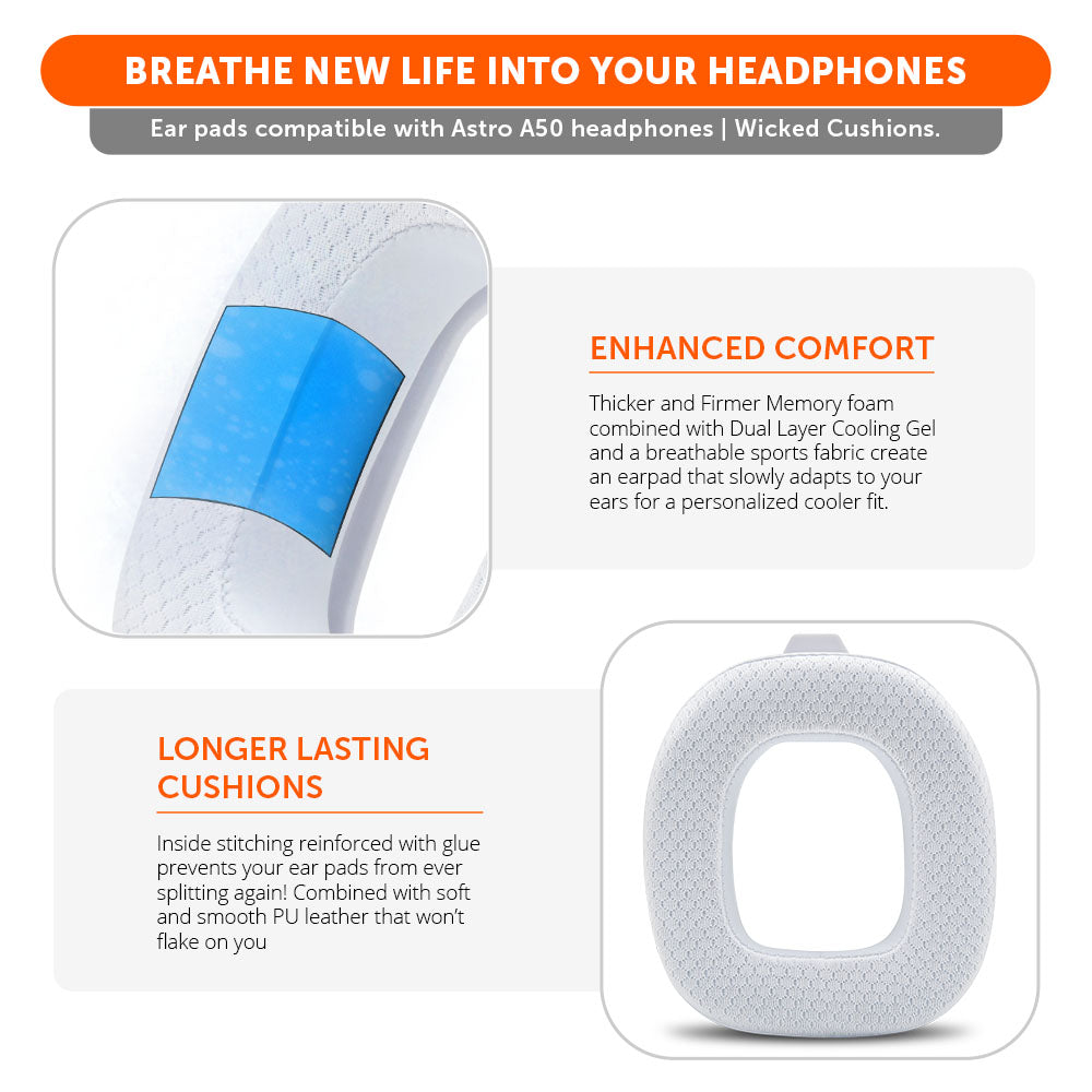 Wicked Cushions Astro A50 Gen 4, Gen 5 and A50X Earpads - WC FreeZe Cooling Gel