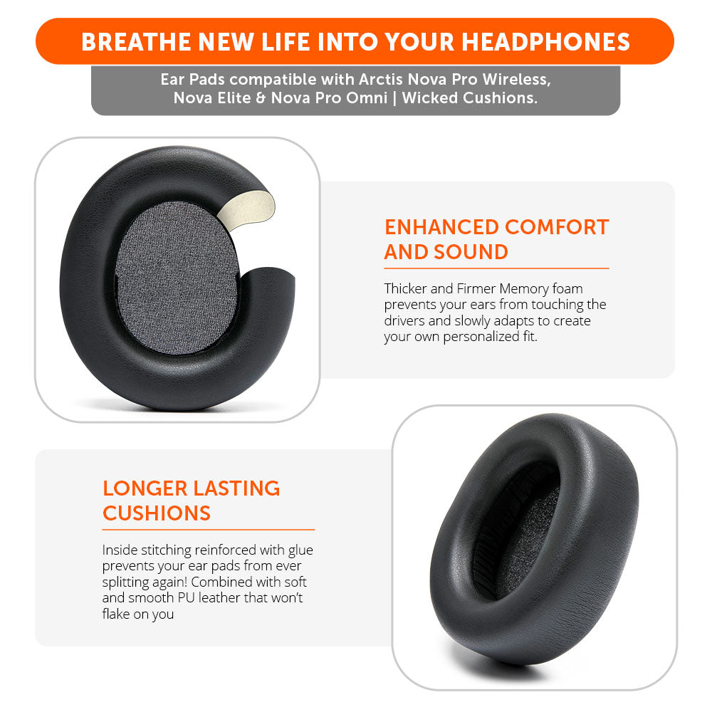 Wicked Cushions Arctis Nova Pro Wireless, Nova Elite & Nova Pro Omni Earpads - WC PadZ Nova Pro Wireless