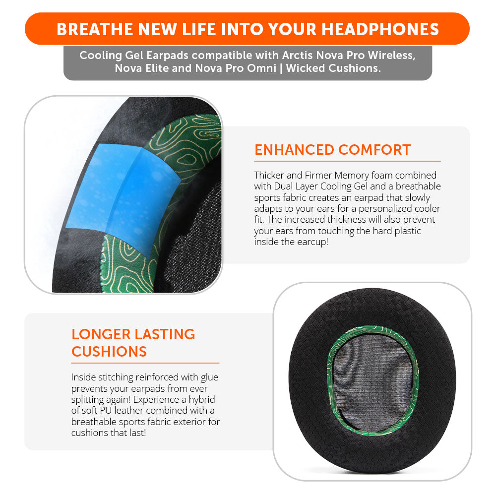 Wicked Cushions Arctis Nova Pro Wireless, Nova Elite & Nova Pro Omni Earpads - WC FreeZe Cooling Gel
