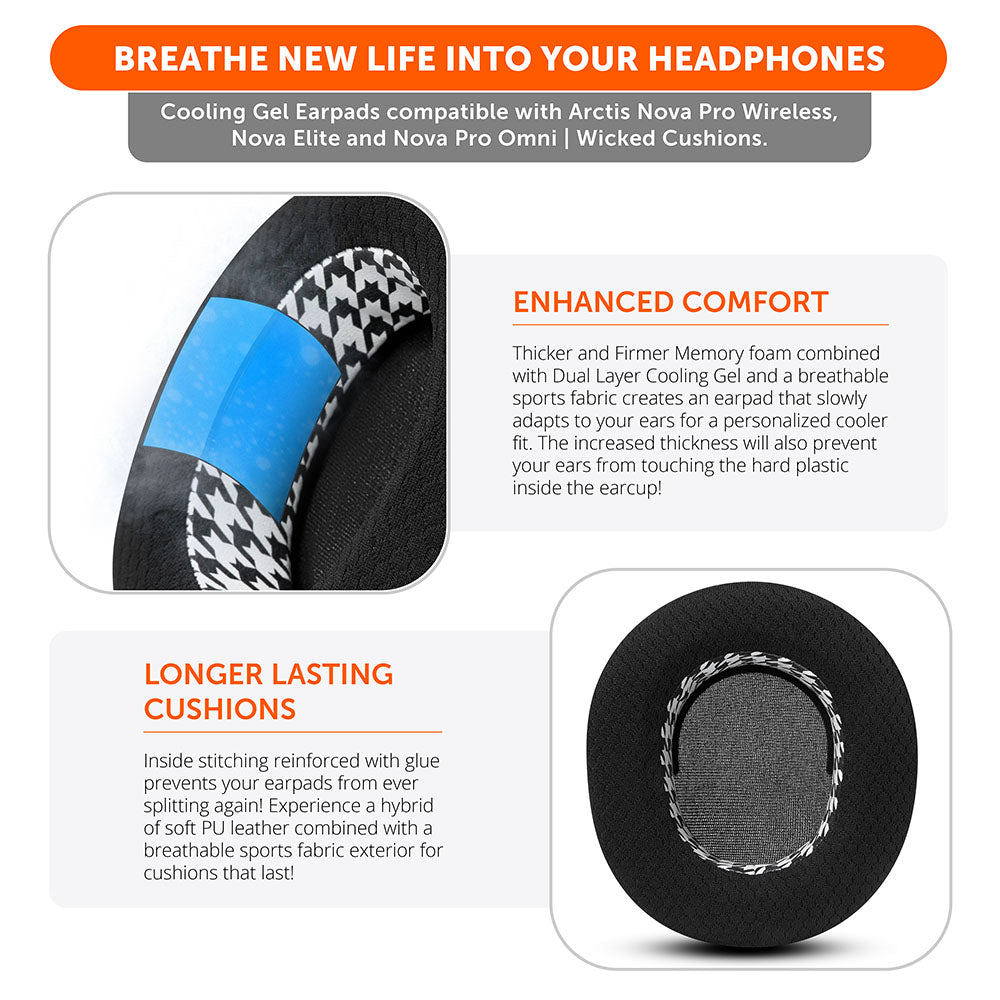 Wicked Cushions Arctis Nova Pro Wireless, Nova Elite & Nova Pro Omni Earpads - WC FreeZe Cooling Gel