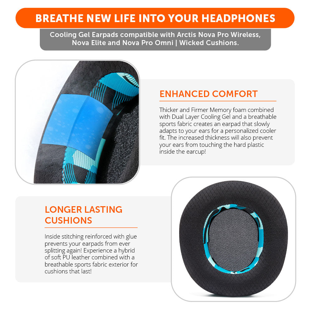 Wicked Cushions Arctis Nova Pro Wireless, Nova Elite & Nova Pro Omni Earpads - WC FreeZe Cooling Gel