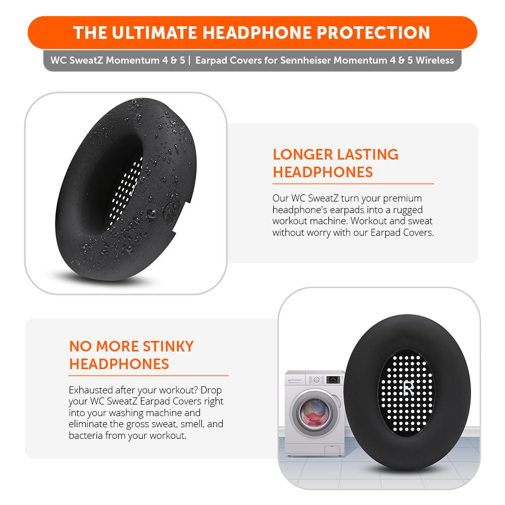 Wicked Cushions Sennheiser Momentum 4 & 5 Earpad Sweat Covers - WC SweatZ Momentum 4 & 5