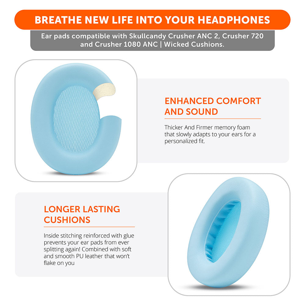 Wicked Cushions Skullcandy Crusher ANC 2, Crusher 720 and Crusher 1080 ANC Earpads - WC PadZ Crusher ANC 2