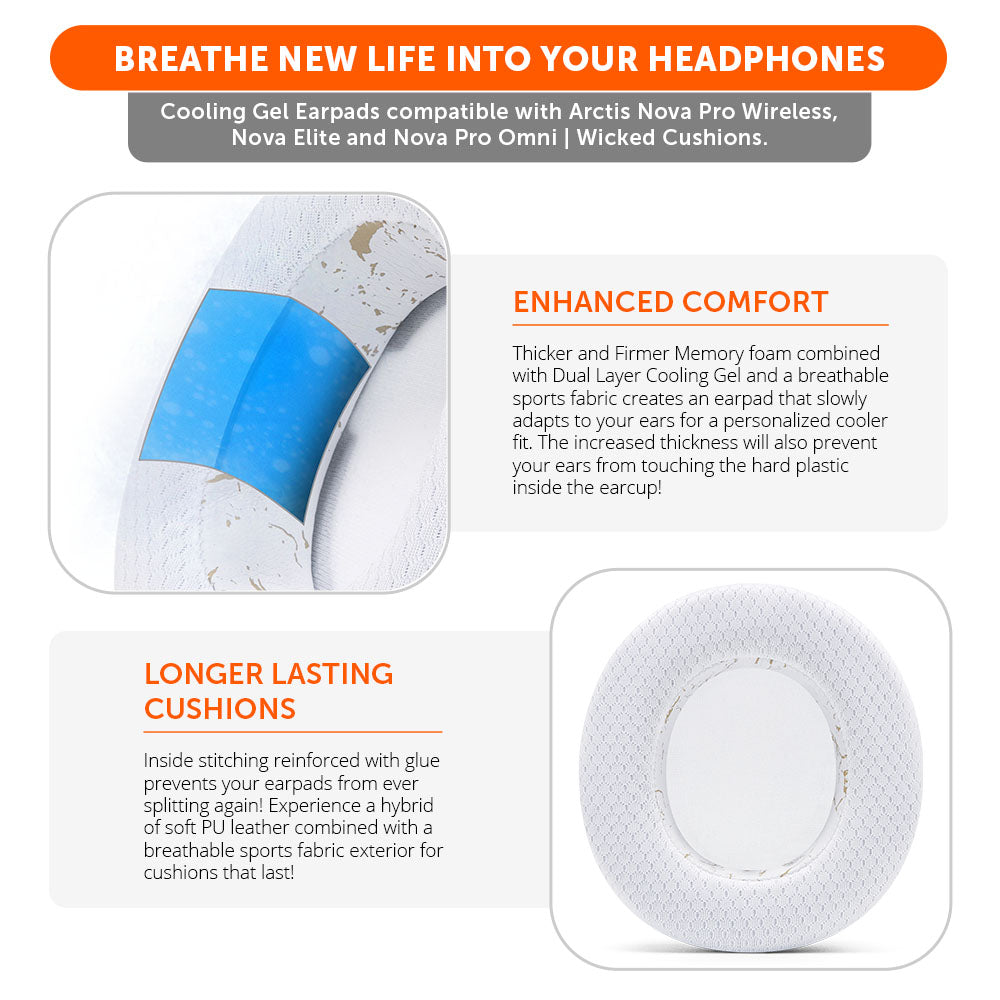 Wicked Cushions Arctis Nova Pro Wireless, Nova Elite & Nova Pro Omni Earpads - WC FreeZe Cooling Gel