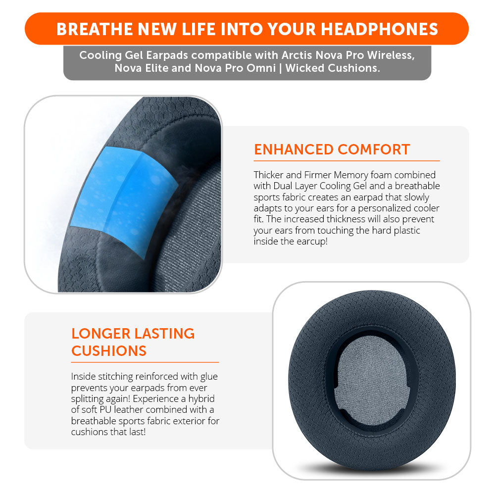 Wicked Cushions Arctis Nova Pro Wireless, Nova Elite & Nova Pro Omni Earpads - WC FreeZe Cooling Gel