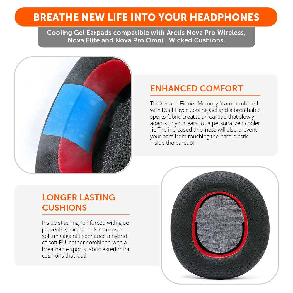 Wicked Cushions Arctis Nova Pro Wireless, Nova Elite & Nova Pro Omni Earpads - WC FreeZe Cooling Gel