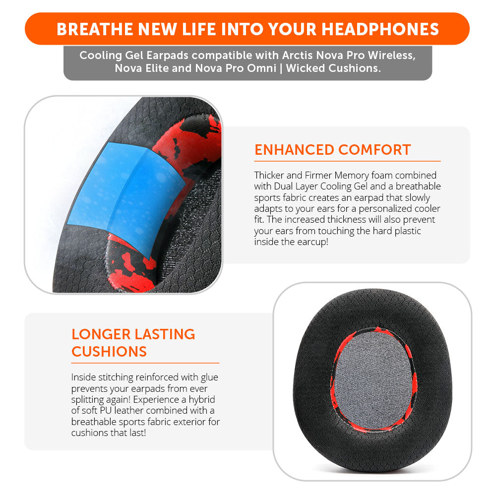 Wicked Cushions Arctis Nova Pro Wireless, Nova Elite & Nova Pro Omni Earpads - WC FreeZe Cooling Gel