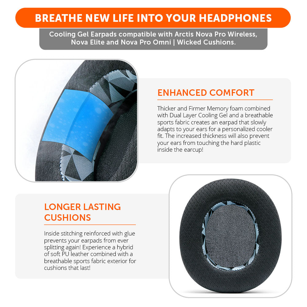 Wicked Cushions Arctis Nova Pro Wireless, Nova Elite & Nova Pro Omni Earpads - WC FreeZe Cooling Gel