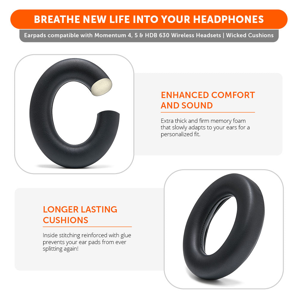Wicked Cushions Sennheiser Momentum 4, 5 & HDB 630 Earpads - WC PadZ Momentum 4, 5 & HDB 630