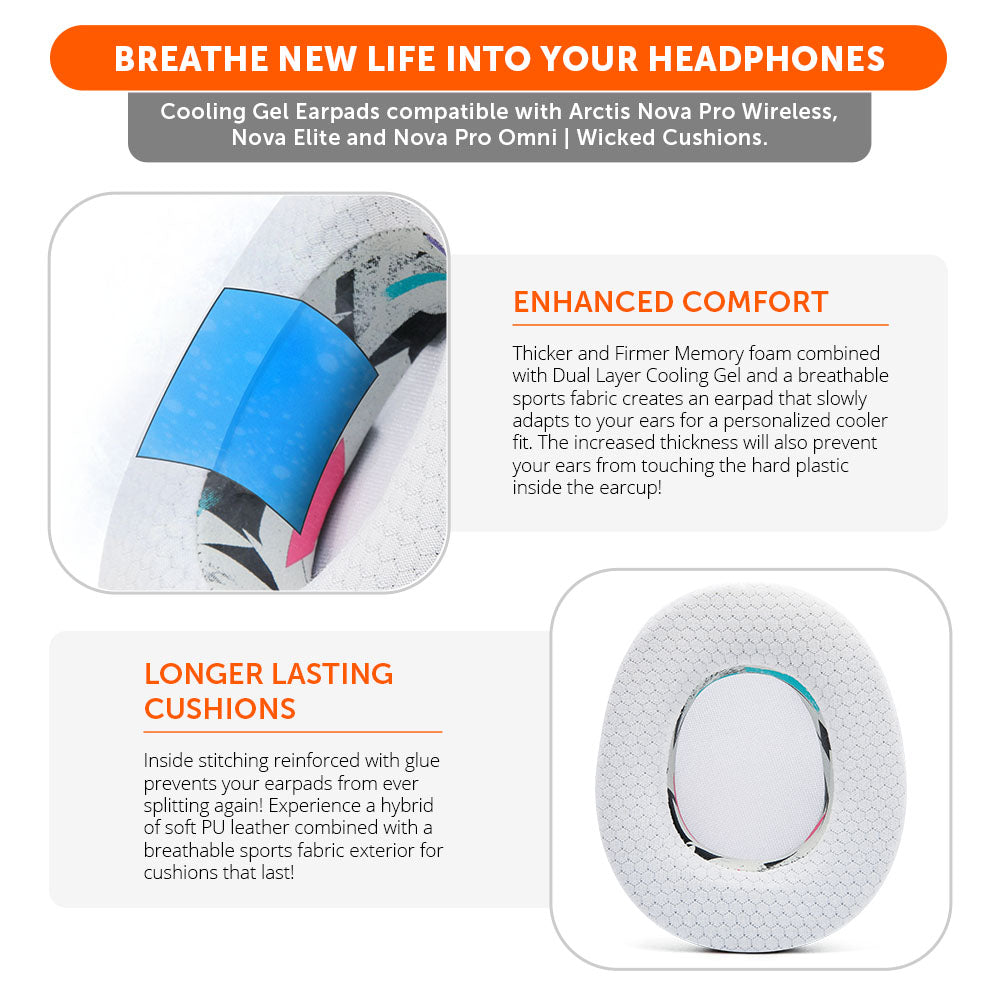 Wicked Cushions Arctis Nova Pro Wireless, Nova Elite & Nova Pro Omni Earpads - WC FreeZe Cooling Gel
