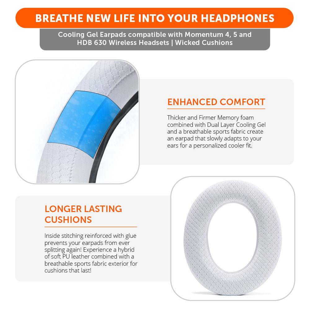 Wicked Cushions Sennheiser Momentum 4, 5 & HDB 630 Earpads - WC FreeZe Cooling Gel