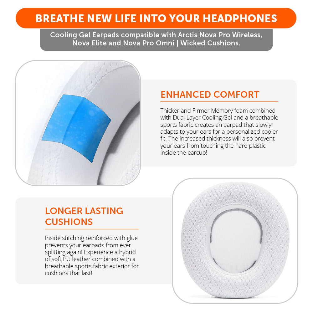 Wicked Cushions Arctis Nova Pro Wireless, Nova Elite & Nova Pro Omni Earpads - WC FreeZe Cooling Gel