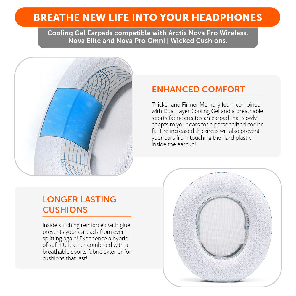 Wicked Cushions Arctis Nova Pro Wireless, Nova Elite & Nova Pro Omni Earpads - WC FreeZe Cooling Gel