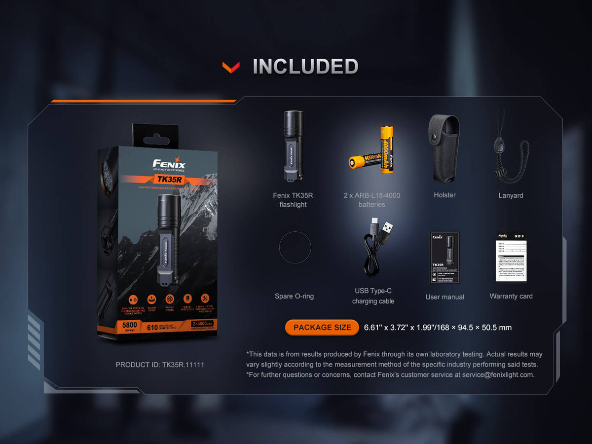 Fenix TK35R Rechargeable Flashlight — UV or Red Light