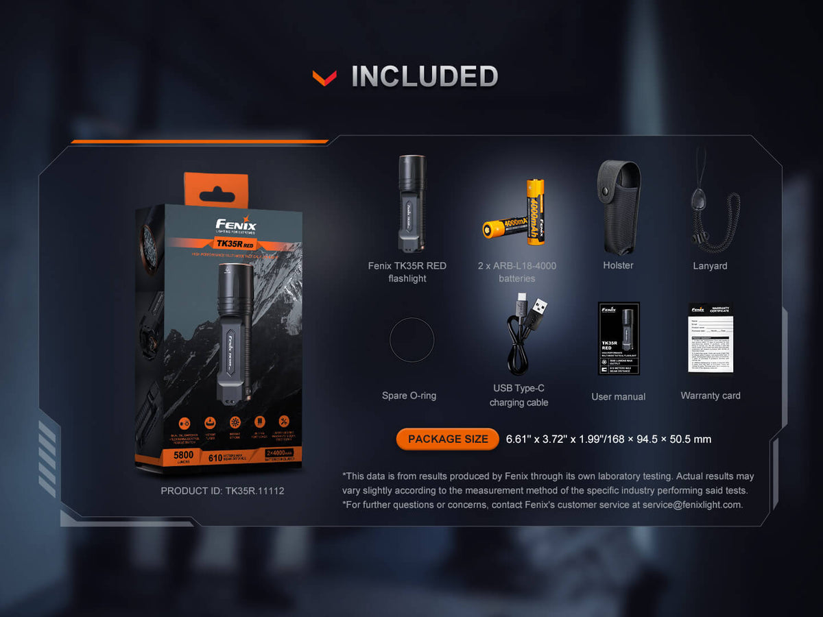 Fenix TK35R Rechargeable Flashlight — UV or Red Light